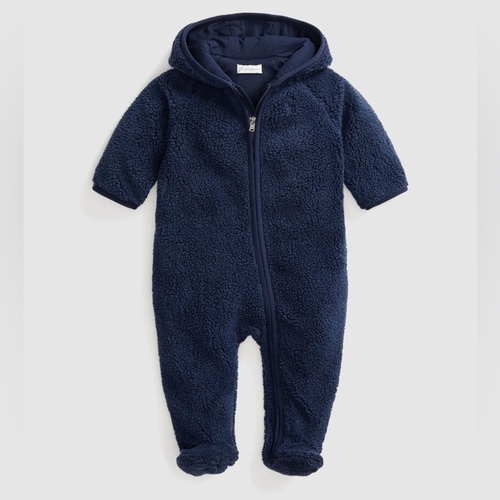 Ralph Lauren Bear-Ear Teddy Fleece Bunting*NWT* Sz 9 months